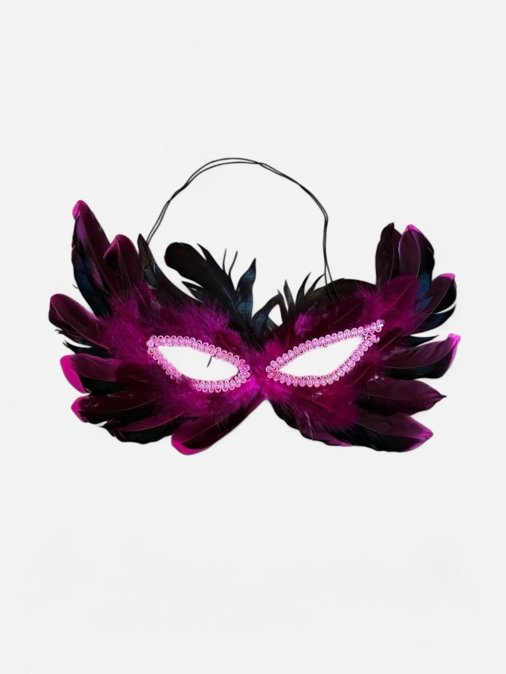 Feather Masquerade Eye Mask in Magenta